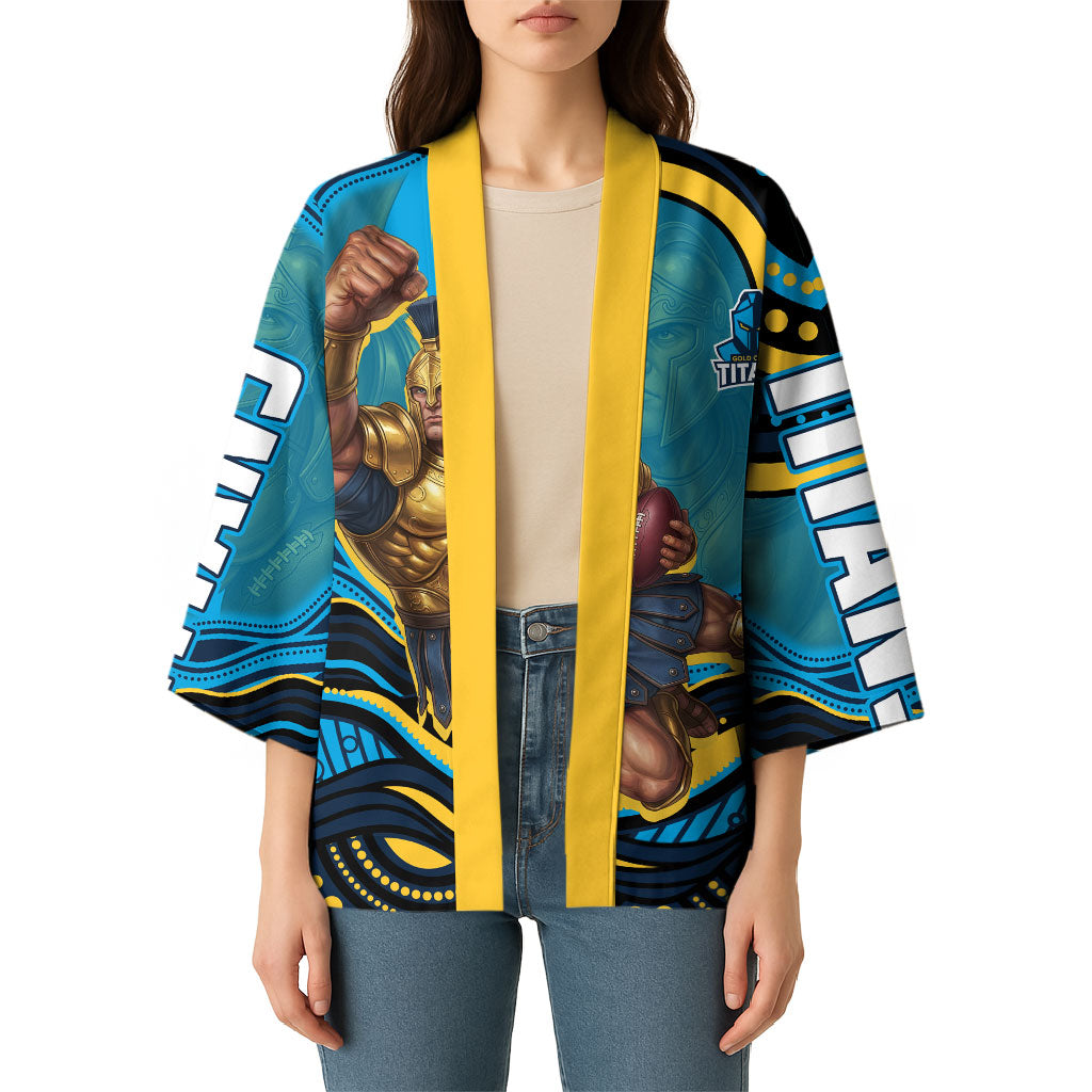Personalized North Queensland Cowboys Kimono Aboriginal Dot Art - Dreamtime Rugby Mascot