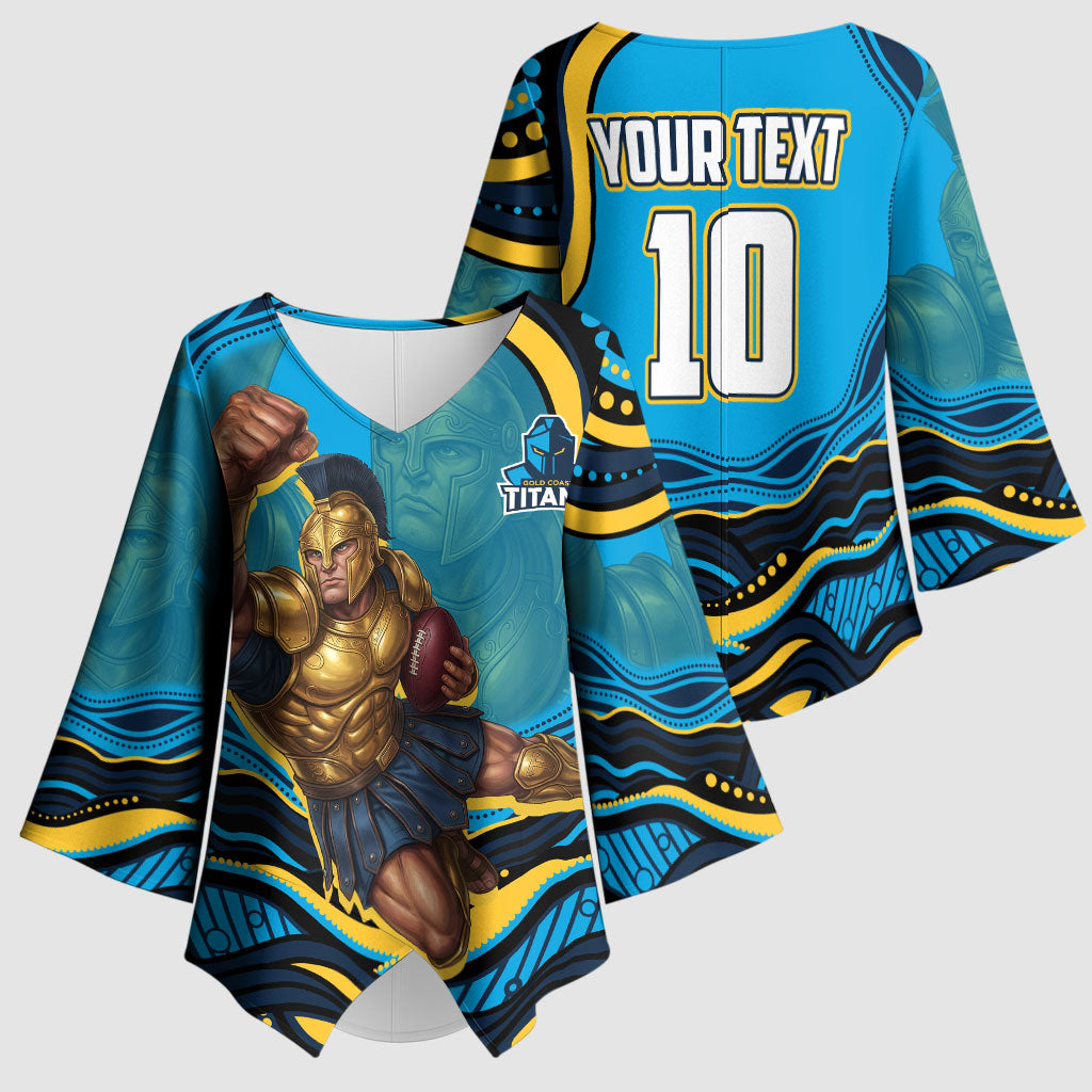 Personalized North Queensland Cowboys Kimono Sleeve Blouse Aboriginal Dot Art - Dreamtime Rugby Mascot