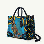 Personalized North Queensland Cowboys Leather Bag Aboriginal Dot Art - Dreamtime Rugby Mascot