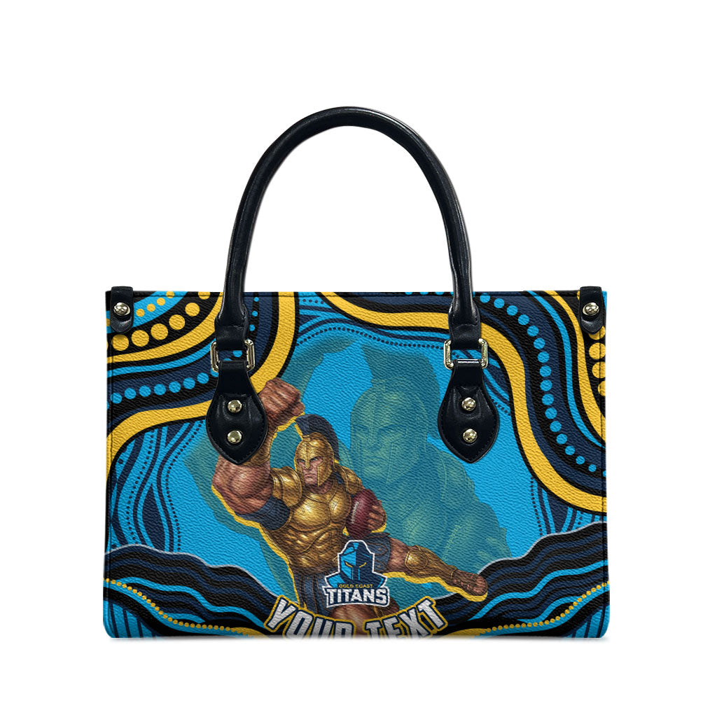 Personalized North Queensland Cowboys Leather Bag Aboriginal Dot Art - Dreamtime Rugby Mascot