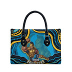Personalized North Queensland Cowboys Leather Bag Aboriginal Dot Art - Dreamtime Rugby Mascot