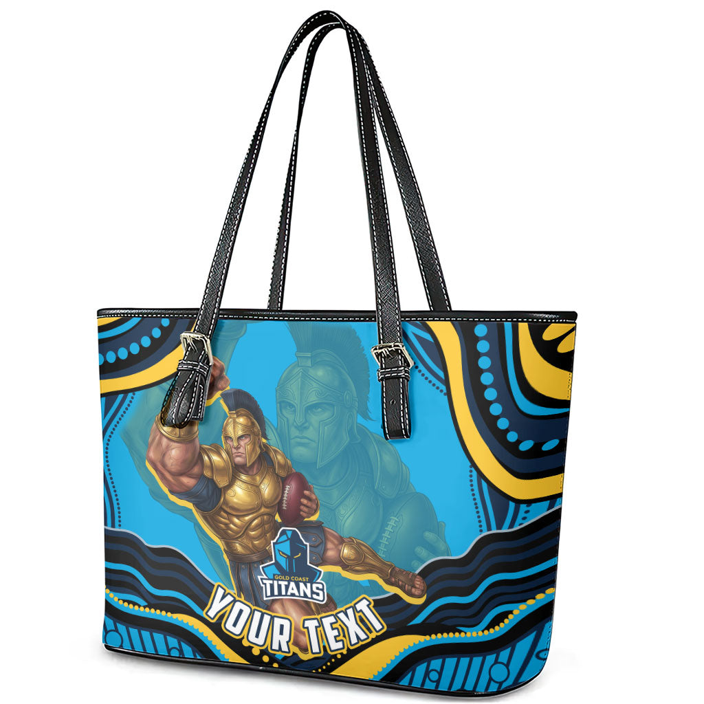 Personalized North Queensland Cowboys Leather Tote Bag Aboriginal Dot Art - Dreamtime Rugby Mascot