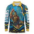Personalized North Queensland Cowboys Long Sleeve Polo Shirt Aboriginal Dot Art - Dreamtime Rugby Mascot