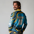 Personalized North Queensland Cowboys Long Sleeve Polo Shirt Aboriginal Dot Art - Dreamtime Rugby Mascot
