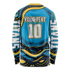 Personalized North Queensland Cowboys Long Sleeve Shirt Aboriginal Dot Art - Dreamtime Rugby Mascot