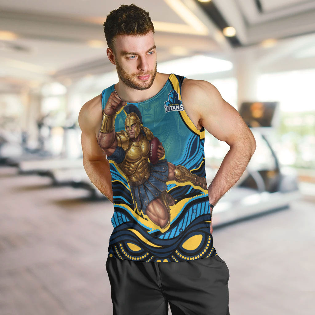 Personalized North Queensland Cowboys Men Tank Top Aboriginal Dot Art - Dreamtime Rugby Mascot