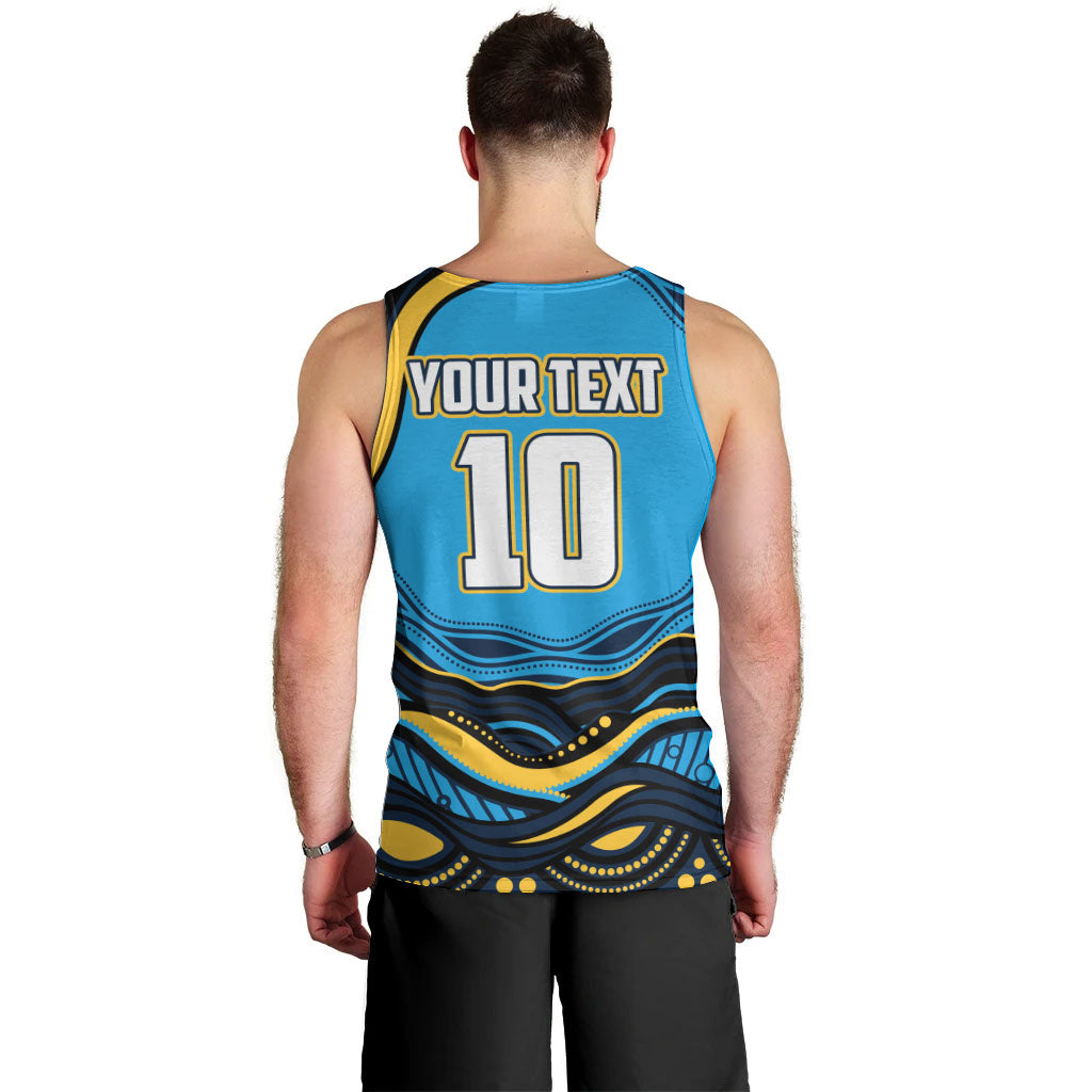 Personalized North Queensland Cowboys Men Tank Top Aboriginal Dot Art - Dreamtime Rugby Mascot