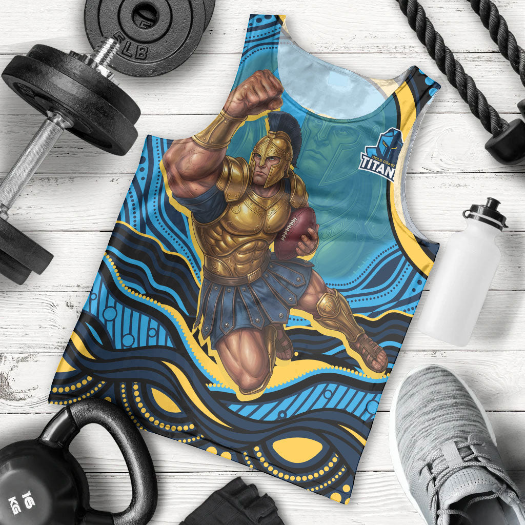 Personalized North Queensland Cowboys Men Tank Top Aboriginal Dot Art - Dreamtime Rugby Mascot
