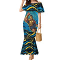 Personalized North Queensland Cowboys Mermaid Dress Aboriginal Dot Art - Dreamtime Rugby Mascot