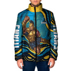 Personalized North Queensland Cowboys Padded Jacket Aboriginal Dot Art - Dreamtime Rugby Mascot