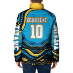 Personalized North Queensland Cowboys Padded Jacket Aboriginal Dot Art - Dreamtime Rugby Mascot
