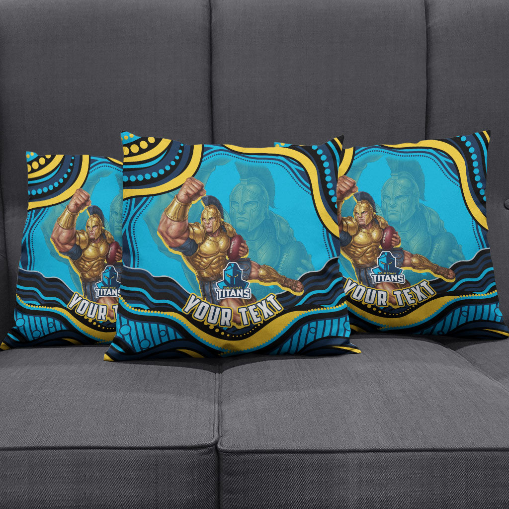 Personalized North Queensland Cowboys Pillow Cover Aboriginal Dot Art - Dreamtime Rugby Mascot
