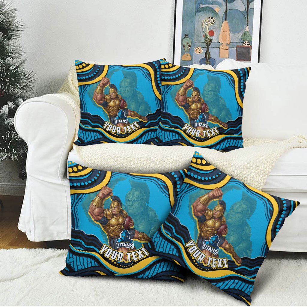 Personalized North Queensland Cowboys Pillow Cover Aboriginal Dot Art - Dreamtime Rugby Mascot