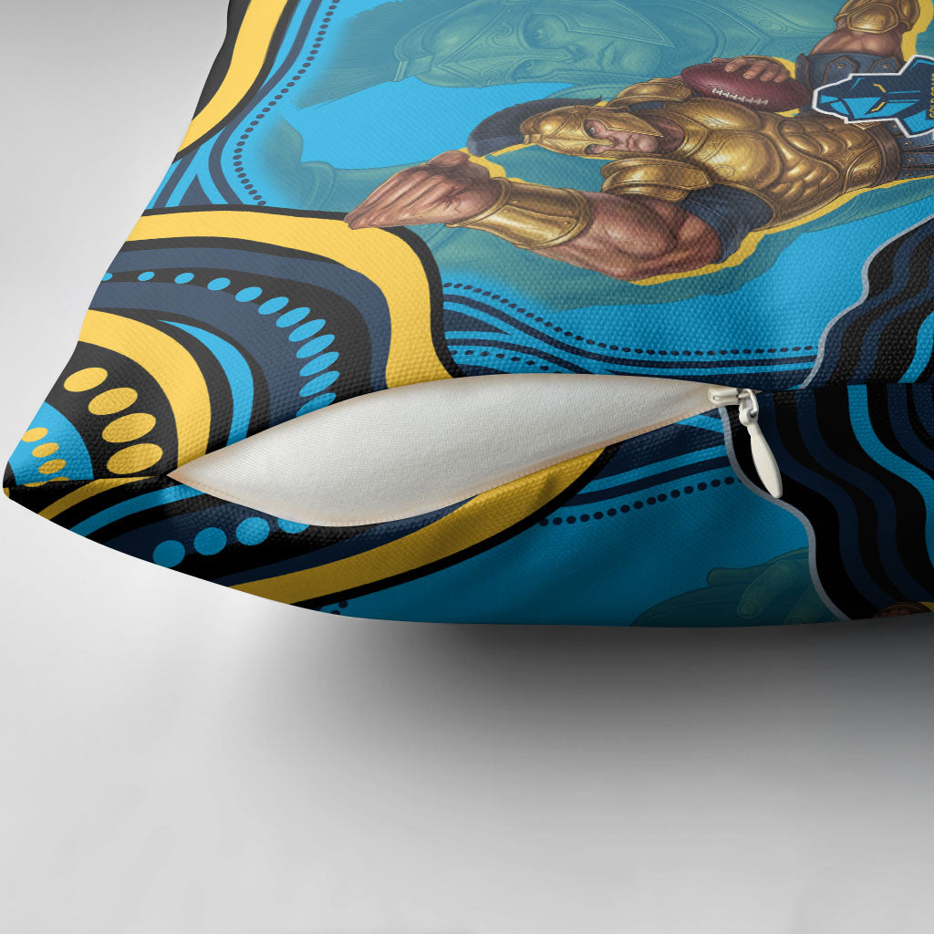 Personalized North Queensland Cowboys Pillow Cover Aboriginal Dot Art - Dreamtime Rugby Mascot