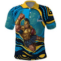 Personalized North Queensland Cowboys Polo Shirt Aboriginal Dot Art - Dreamtime Rugby Mascot