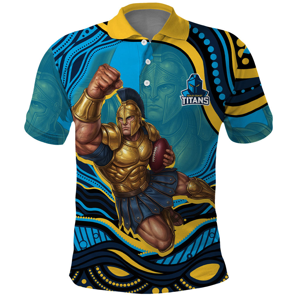 Personalized North Queensland Cowboys Polo Shirt Aboriginal Dot Art - Dreamtime Rugby Mascot