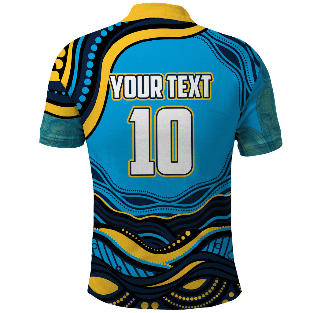 Personalized North Queensland Cowboys Polo Shirt Aboriginal Dot Art - Dreamtime Rugby Mascot