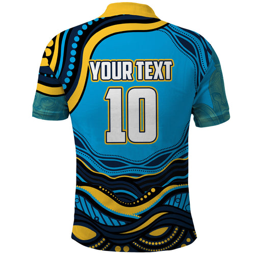 Personalized North Queensland Cowboys Polo Shirt Aboriginal Dot Art - Dreamtime Rugby Mascot
