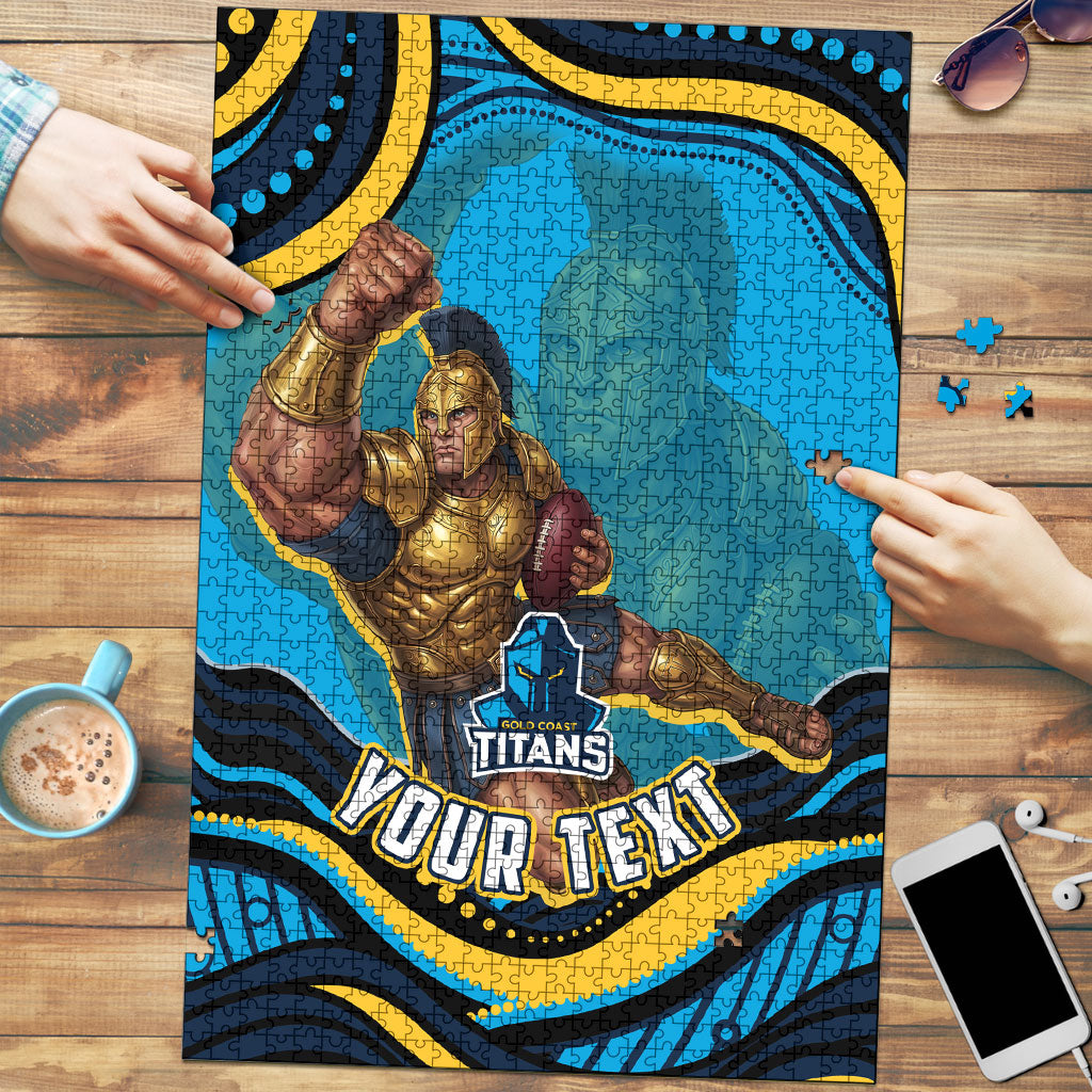 Personalized North Queensland Cowboys Puzzle Aboriginal Dot Art - Dreamtime Rugby Mascot