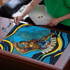 Personalized North Queensland Cowboys Puzzle Aboriginal Dot Art - Dreamtime Rugby Mascot