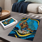 Personalized North Queensland Cowboys Puzzle Aboriginal Dot Art - Dreamtime Rugby Mascot