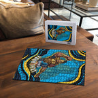 Personalized North Queensland Cowboys Puzzle Aboriginal Dot Art - Dreamtime Rugby Mascot