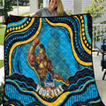 Personalized North Queensland Cowboys Quilt Aboriginal Dot Art - Dreamtime Rugby Mascot