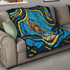 Personalized North Queensland Cowboys Quilt Aboriginal Dot Art - Dreamtime Rugby Mascot
