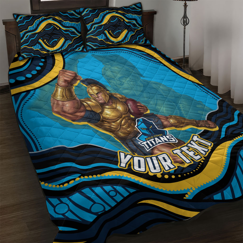 Personalized North Queensland Cowboys Quilt Bed Set Aboriginal Dot Art - Dreamtime Rugby Mascot