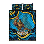 Personalized North Queensland Cowboys Quilt Bed Set Aboriginal Dot Art - Dreamtime Rugby Mascot