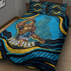 Personalized North Queensland Cowboys Quilt Bed Set Aboriginal Dot Art - Dreamtime Rugby Mascot