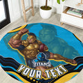 Personalized North Queensland Cowboys Round Carpet Aboriginal Dot Art - Dreamtime Rugby Mascot
