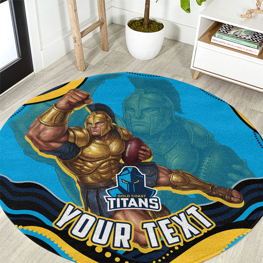 Personalized North Queensland Cowboys Round Carpet Aboriginal Dot Art - Dreamtime Rugby Mascot