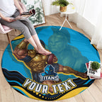 Personalized North Queensland Cowboys Round Carpet Aboriginal Dot Art - Dreamtime Rugby Mascot