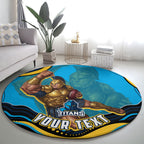 Personalized North Queensland Cowboys Round Carpet Aboriginal Dot Art - Dreamtime Rugby Mascot