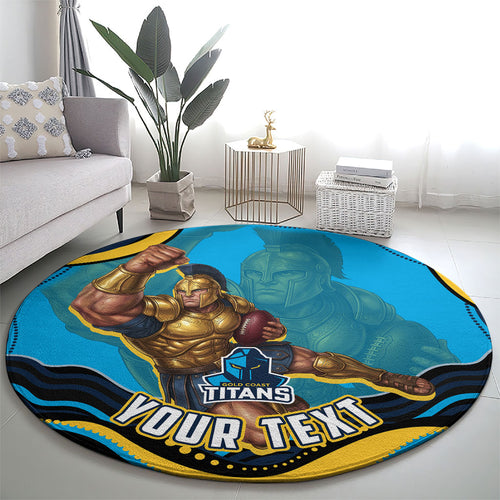 Personalized North Queensland Cowboys Round Carpet Aboriginal Dot Art - Dreamtime Rugby Mascot