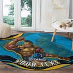 Personalized North Queensland Cowboys Round Carpet Aboriginal Dot Art - Dreamtime Rugby Mascot