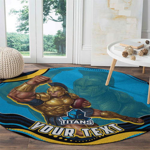 Personalized North Queensland Cowboys Round Carpet Aboriginal Dot Art - Dreamtime Rugby Mascot