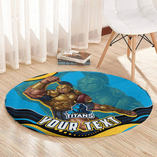 Personalized North Queensland Cowboys Round Carpet Aboriginal Dot Art - Dreamtime Rugby Mascot