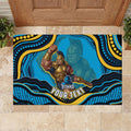 Personalized North Queensland Cowboys Rubber Doormat Aboriginal Dot Art - Dreamtime Rugby Mascot