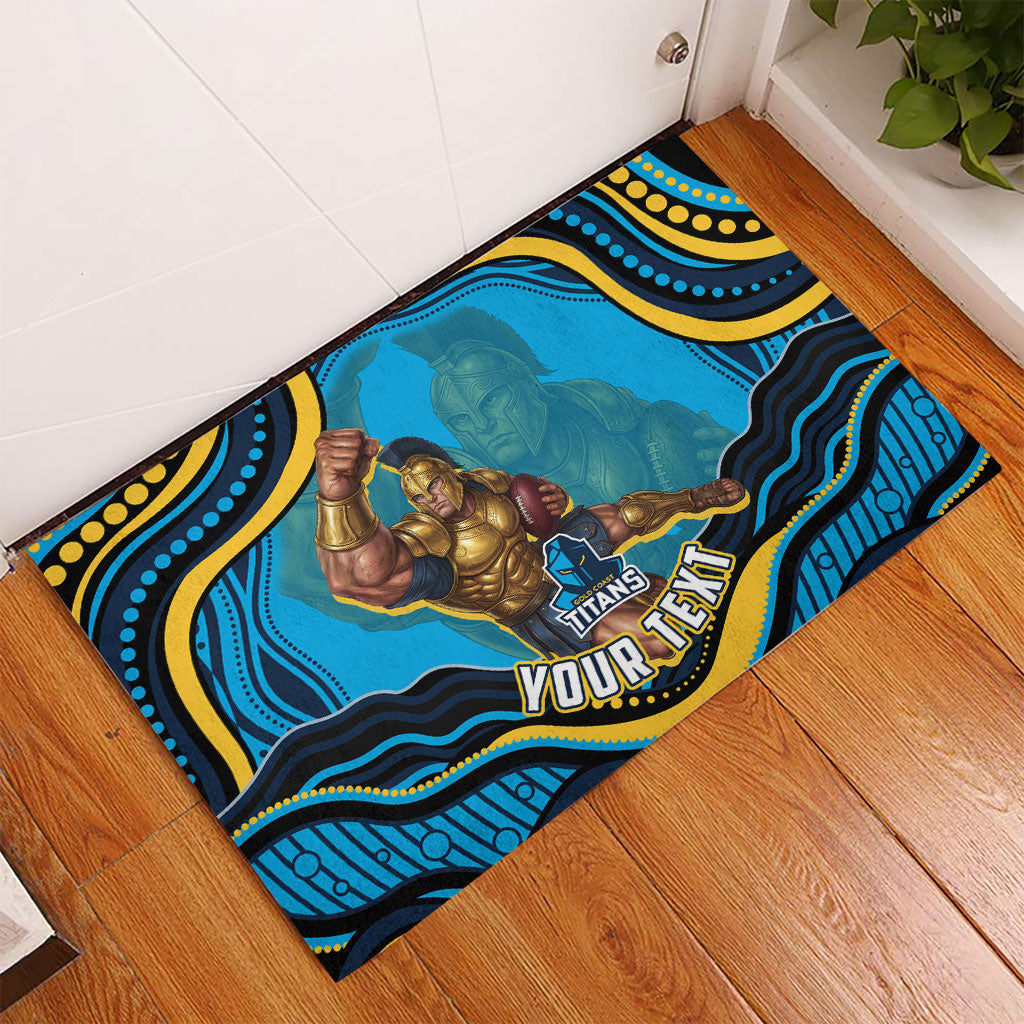 Personalized North Queensland Cowboys Rubber Doormat Aboriginal Dot Art - Dreamtime Rugby Mascot
