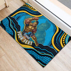 Personalized North Queensland Cowboys Rubber Doormat Aboriginal Dot Art - Dreamtime Rugby Mascot