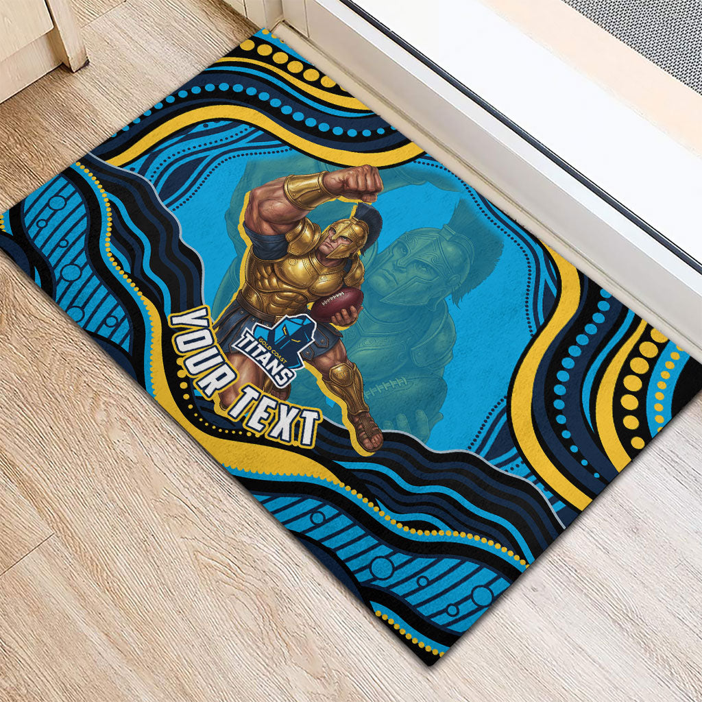 Personalized North Queensland Cowboys Rubber Doormat Aboriginal Dot Art - Dreamtime Rugby Mascot
