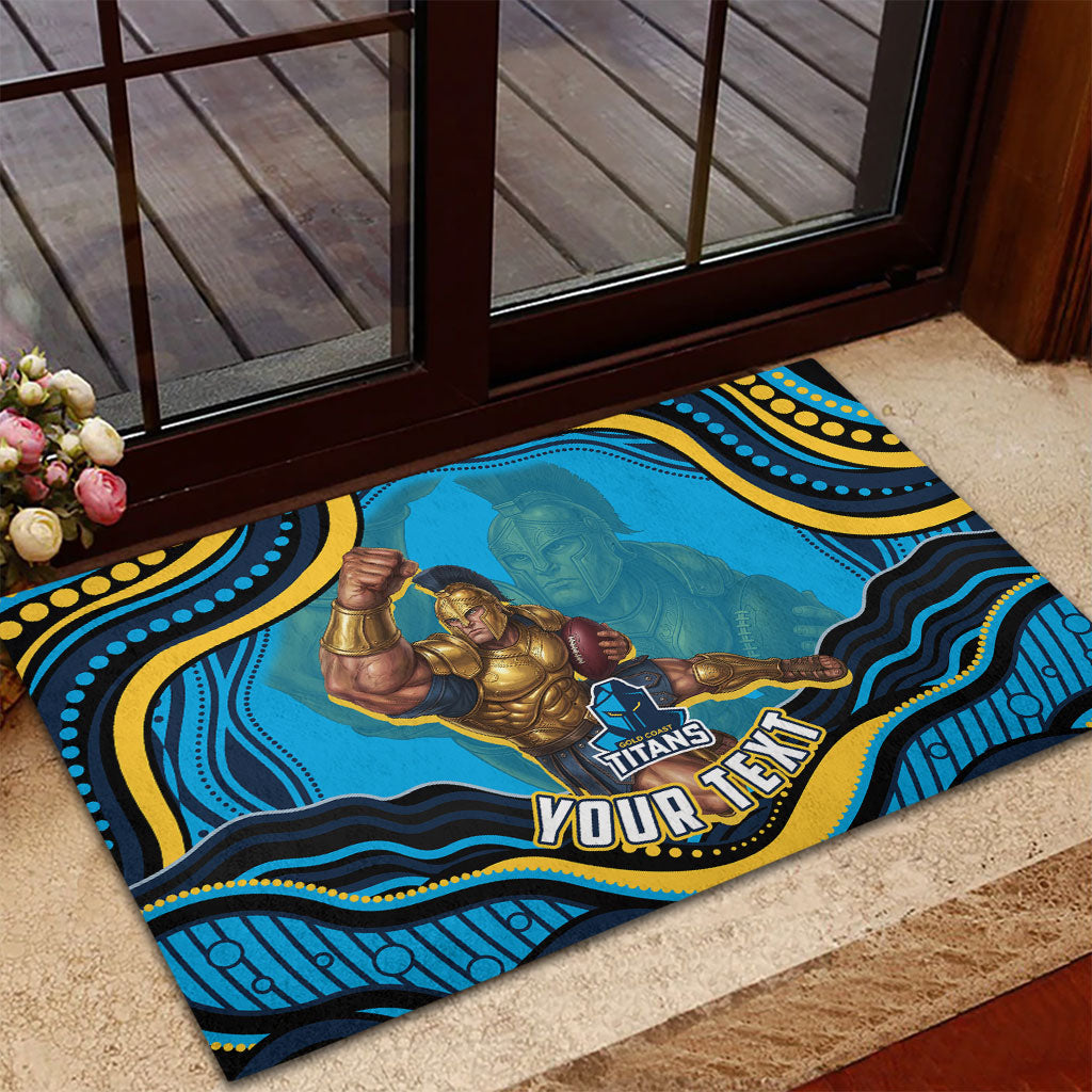 Personalized North Queensland Cowboys Rubber Doormat Aboriginal Dot Art - Dreamtime Rugby Mascot