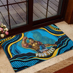Personalized North Queensland Cowboys Rubber Doormat Aboriginal Dot Art - Dreamtime Rugby Mascot
