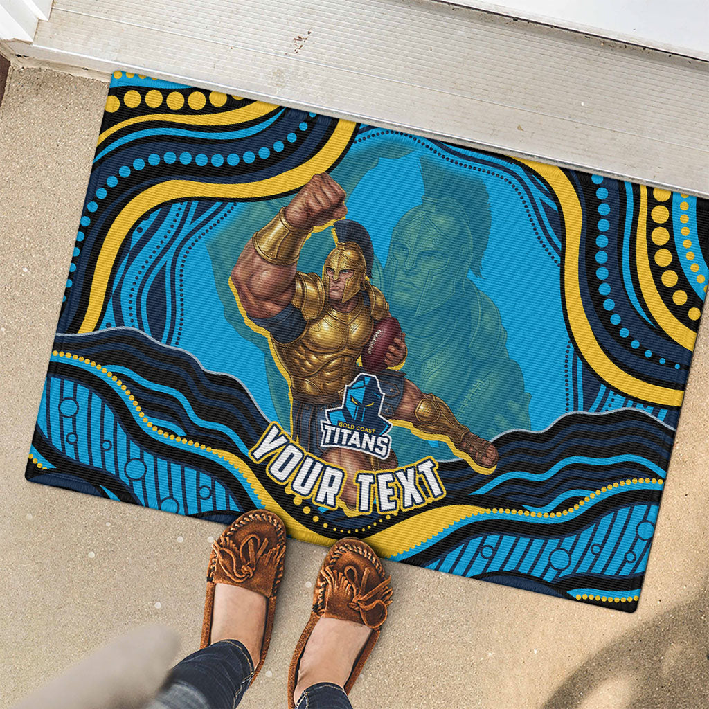 Personalized North Queensland Cowboys Rubber Doormat Aboriginal Dot Art - Dreamtime Rugby Mascot