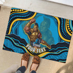Personalized North Queensland Cowboys Rubber Doormat Aboriginal Dot Art - Dreamtime Rugby Mascot