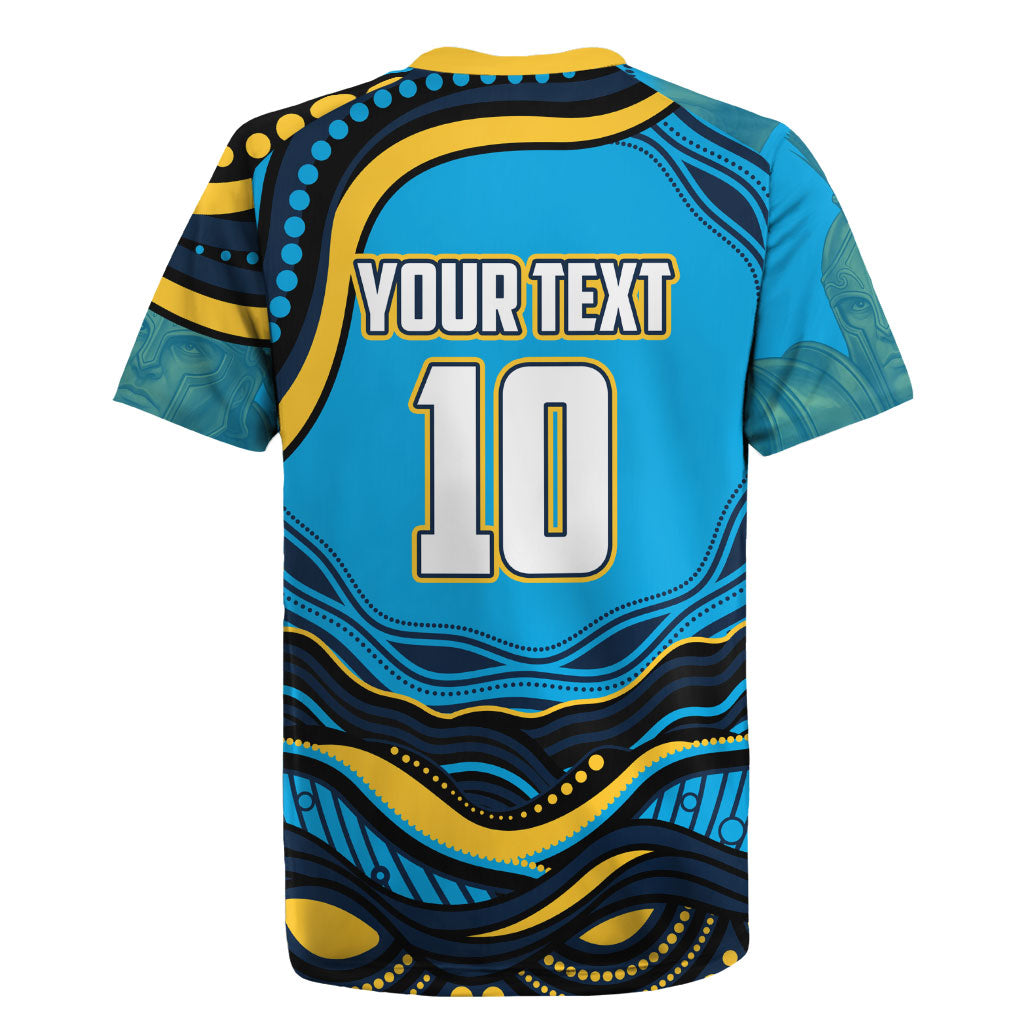 Personalized North Queensland Cowboys Rugby Jersey Aboriginal Dot Art - Dreamtime Rugby Mascot