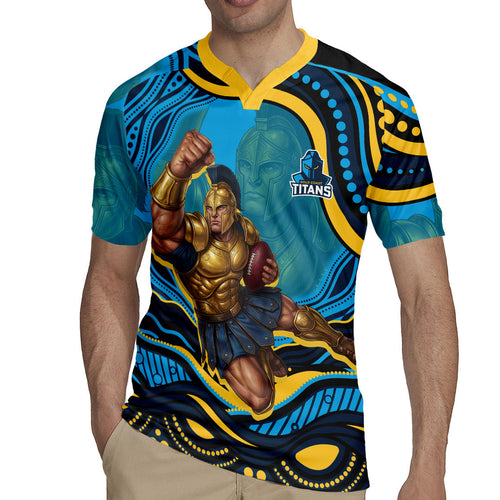 Personalized North Queensland Cowboys Rugby Jersey Aboriginal Dot Art - Dreamtime Rugby Mascot