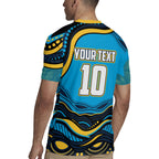 Personalized North Queensland Cowboys Rugby Jersey Aboriginal Dot Art - Dreamtime Rugby Mascot